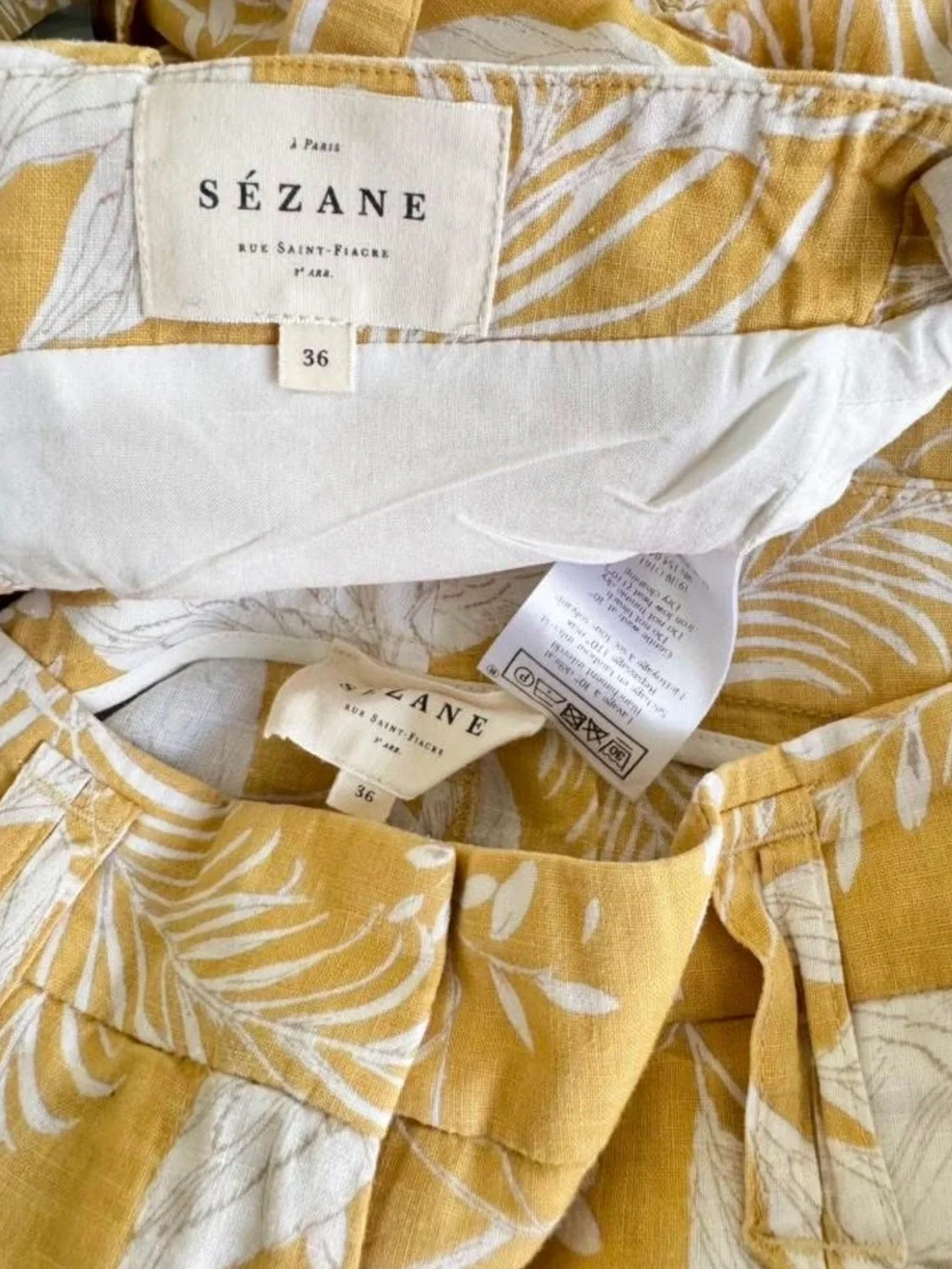 Sezane Ochre Foliage Top and Lucas Shorts Co-ord Set 36 XS/S